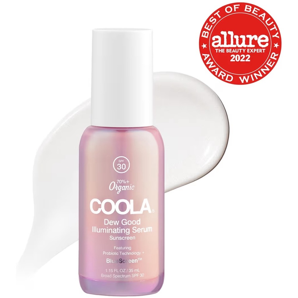 COOLA Organic Dew Good Illuminating Probiotic Serum with SPF 30, 1.15 Fl Oz